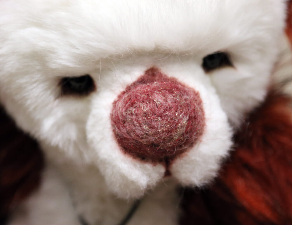 Brierley-Bears-Cherry-Red-and-white-artist-ooak-handmade-bear-nose Brierley Bears - Cherry - OOAK handmade artist bear - nose close up
